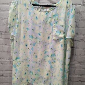 LC Lauren Conrad Floral Blouse in Pastel Hues
